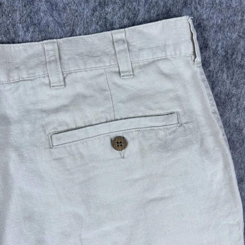 Jos A Bank Men's Travelers Pants 100% Linen Straight Leg Tan Khaki Size 38x30